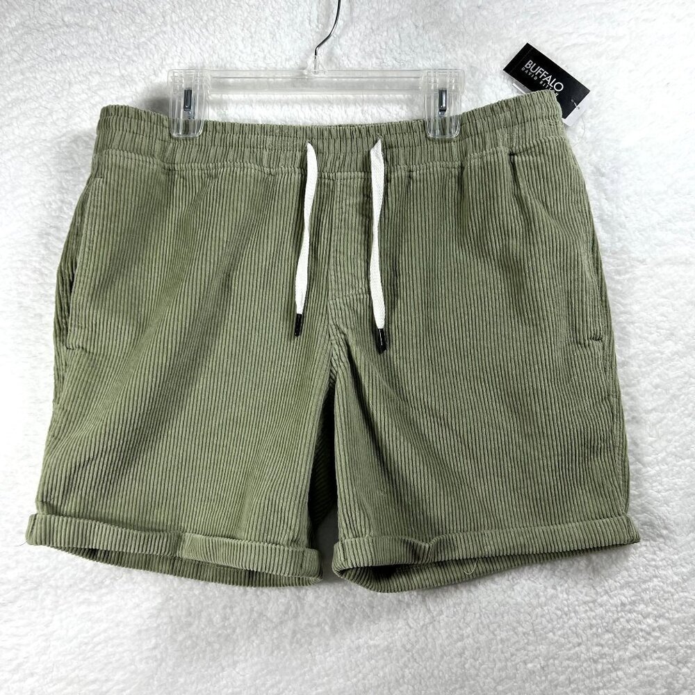 Buffalo David Bitton Mens L Sage Green Corduroy Haiden Shorts Summer Minimalist